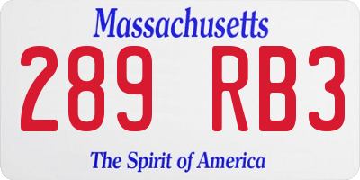 MA license plate 289RB3