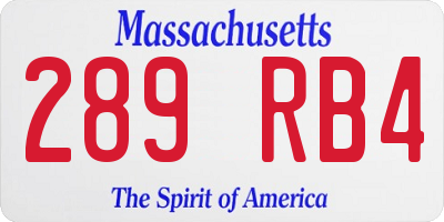 MA license plate 289RB4