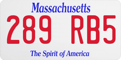 MA license plate 289RB5