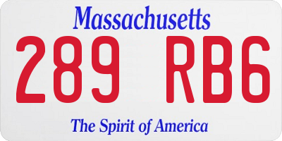MA license plate 289RB6