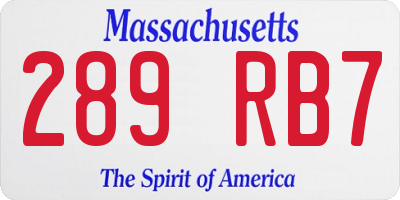 MA license plate 289RB7