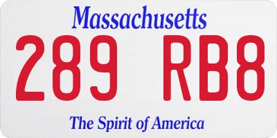 MA license plate 289RB8