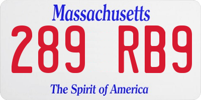 MA license plate 289RB9