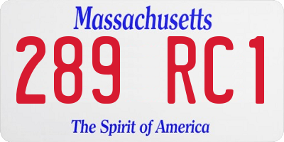 MA license plate 289RC1