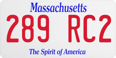 MA license plate 289RC2