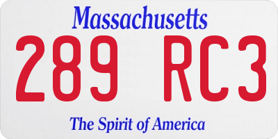 MA license plate 289RC3