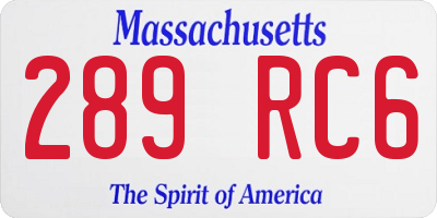 MA license plate 289RC6