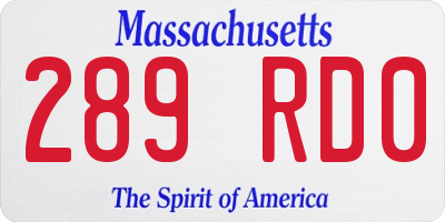 MA license plate 289RD0