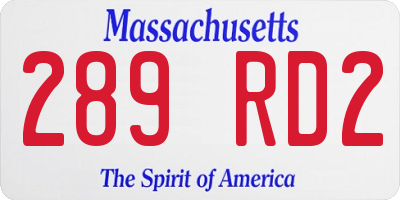 MA license plate 289RD2
