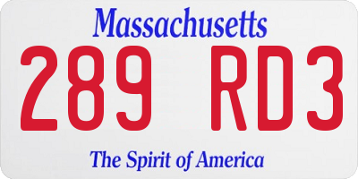 MA license plate 289RD3