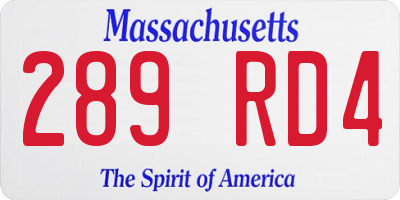 MA license plate 289RD4