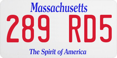 MA license plate 289RD5
