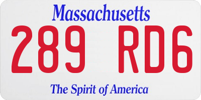 MA license plate 289RD6