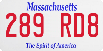 MA license plate 289RD8