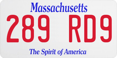 MA license plate 289RD9