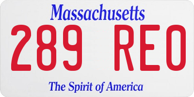 MA license plate 289RE0