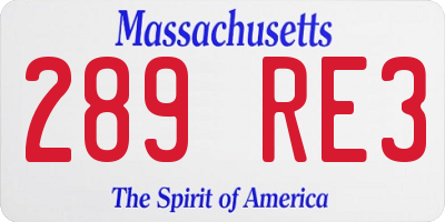 MA license plate 289RE3