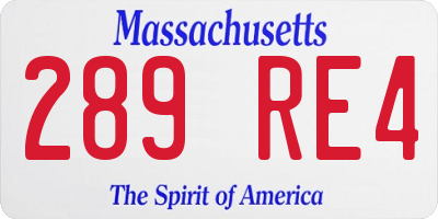 MA license plate 289RE4