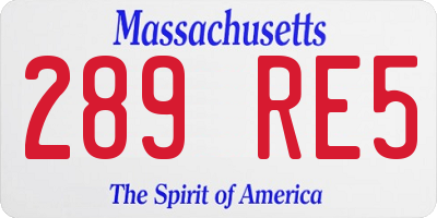 MA license plate 289RE5