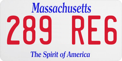 MA license plate 289RE6