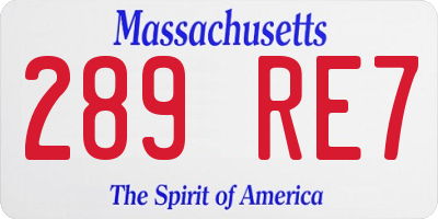MA license plate 289RE7