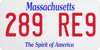 MA license plate 289RE9