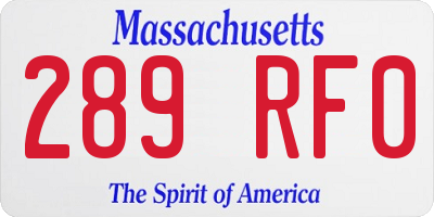 MA license plate 289RF0
