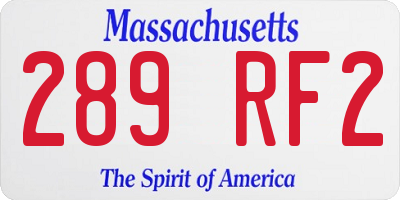MA license plate 289RF2