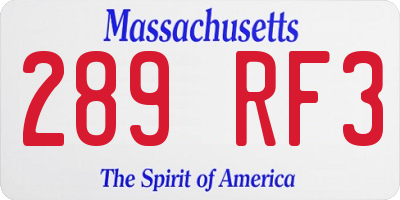 MA license plate 289RF3