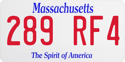 MA license plate 289RF4