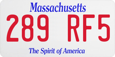MA license plate 289RF5