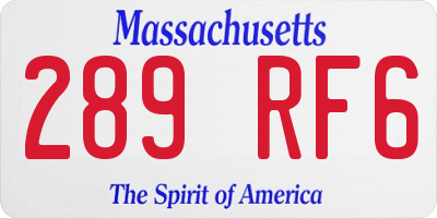 MA license plate 289RF6