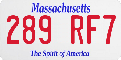 MA license plate 289RF7