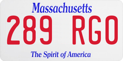 MA license plate 289RG0