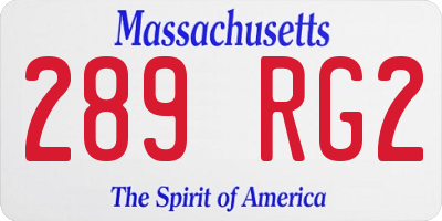 MA license plate 289RG2