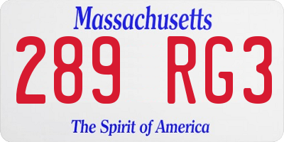 MA license plate 289RG3