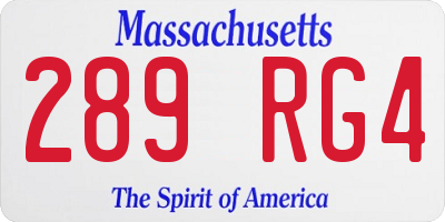 MA license plate 289RG4