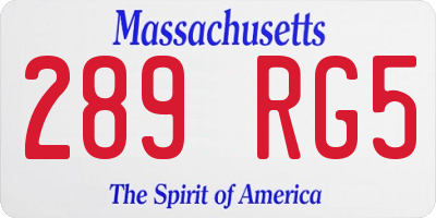 MA license plate 289RG5