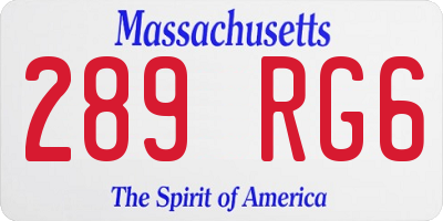MA license plate 289RG6