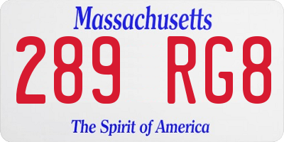 MA license plate 289RG8