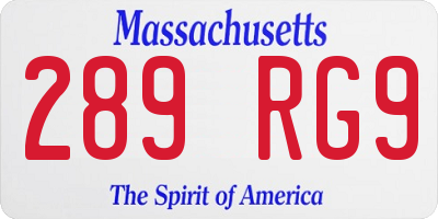 MA license plate 289RG9