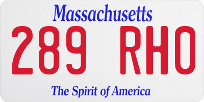 MA license plate 289RH0