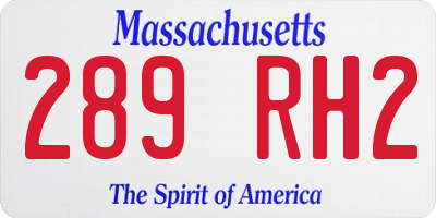 MA license plate 289RH2