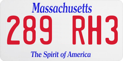 MA license plate 289RH3