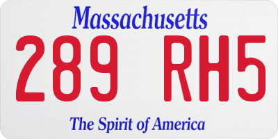 MA license plate 289RH5