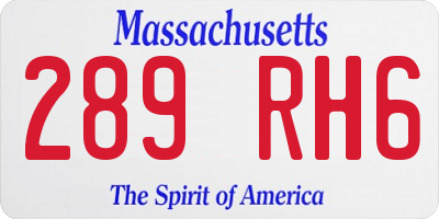 MA license plate 289RH6