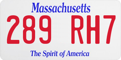 MA license plate 289RH7