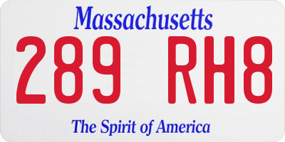 MA license plate 289RH8