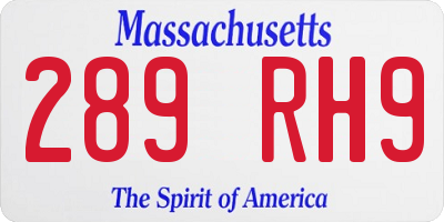 MA license plate 289RH9