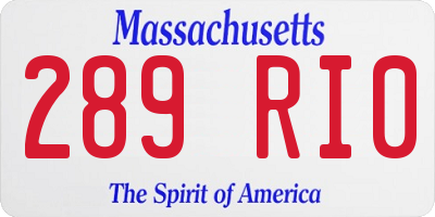 MA license plate 289RI0